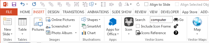 youpresent.co.uk - vIcons in PowerPoint Ribbon