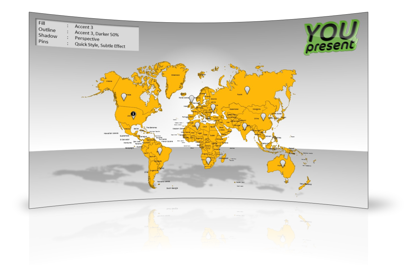 World map template for PowerPoint by YOUpresent - slide 1