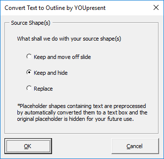 text-to-outline for PowerPoint - keep, hide, replace