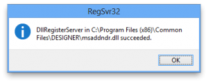 Register MSADDNDR.DLL success