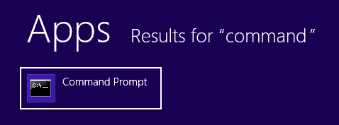 Windows 8  Apps Search - command prompt