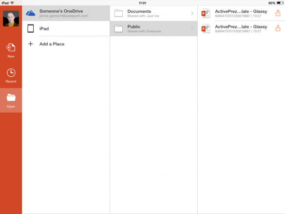 PowerPoint open on iPad