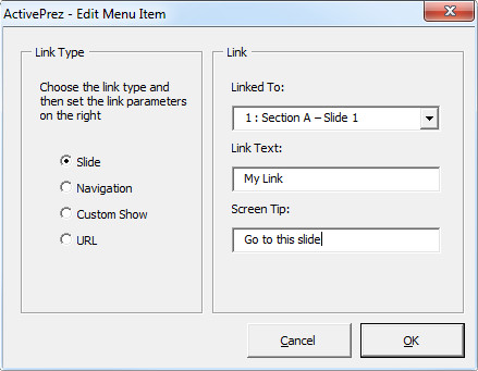 ActivePrez Edit Menu Item