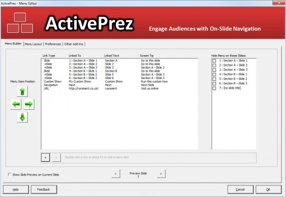 ActivePrez Menu Editor