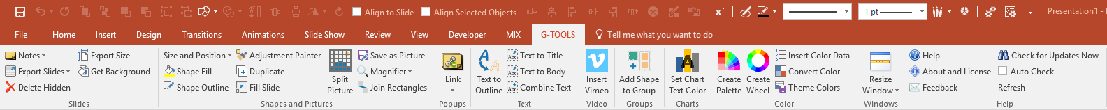 G-Tools for PowerPoint - Ribbon