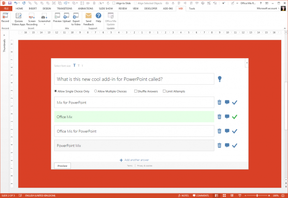 Office Mix for PowerPoint - Lab Apps for Office - Multiple Choice