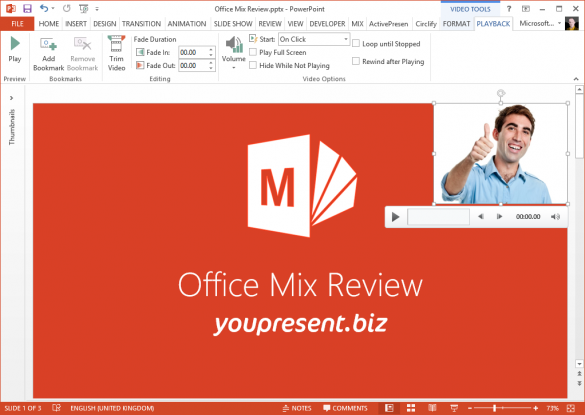 Office Mix for PowerPoint - Recorded video on Slide