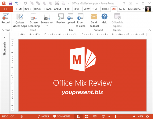 Office Mix Ribbon in PowerPoint