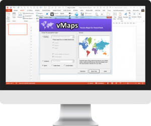 vMaps editable maps and heat maps for PowerPoint on screen