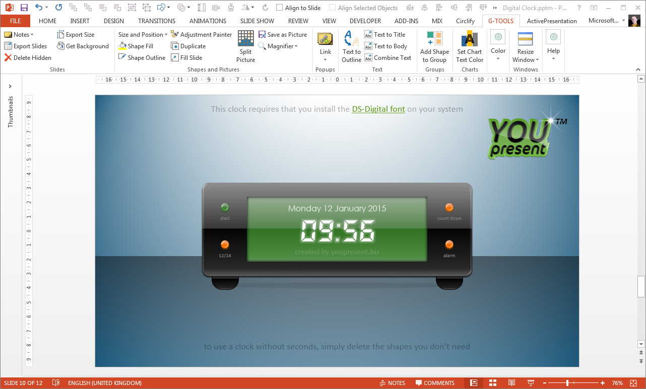 Free Digital Clock for PowerPoint