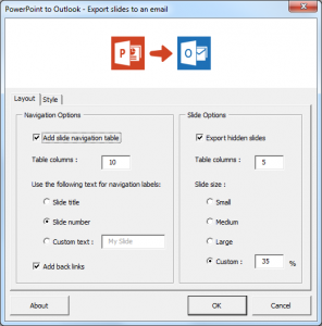 PowerPoint to Outlook - Options