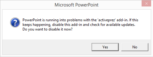 PowerPoint add-in error after installing KIS