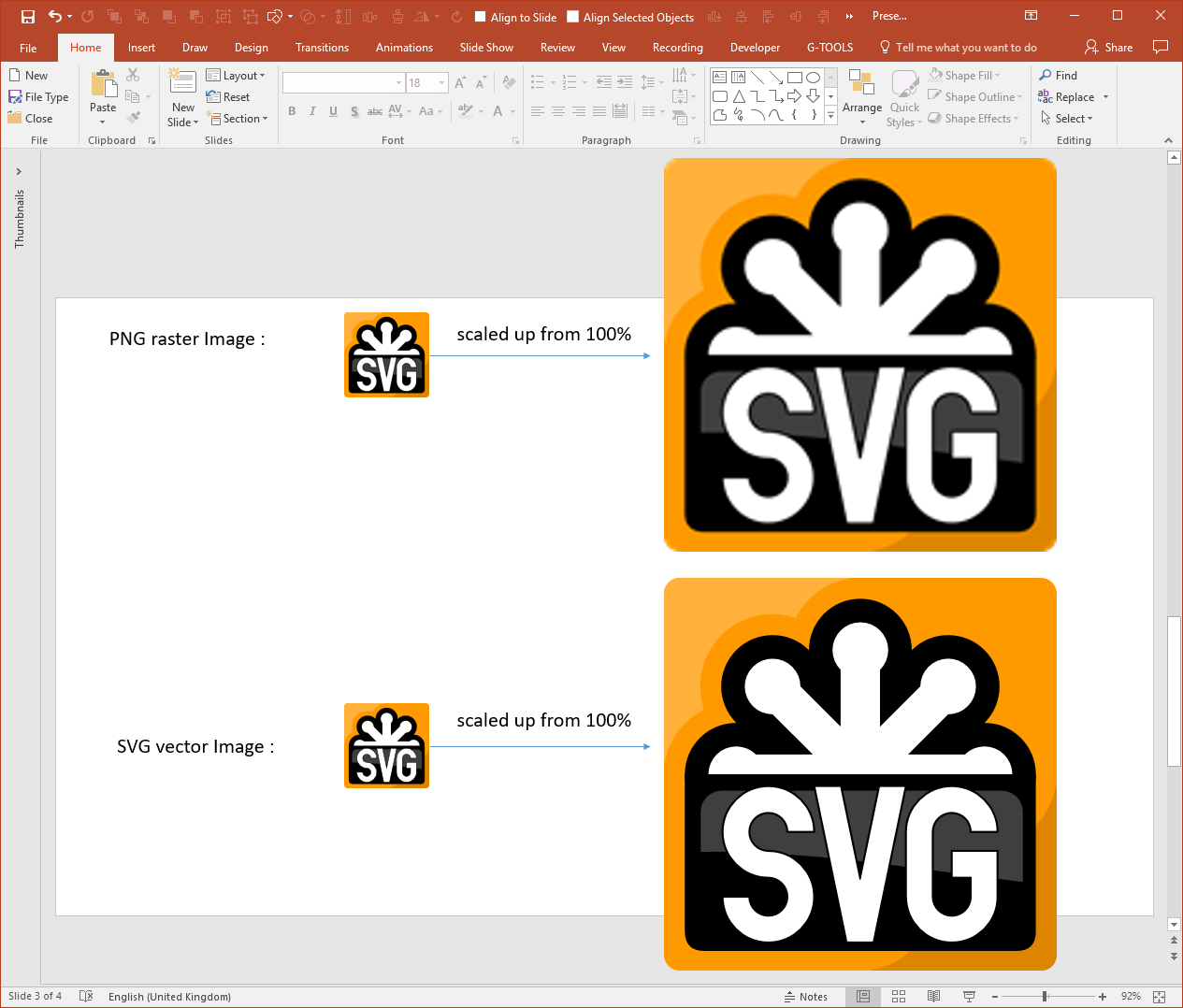 PowerPoint PNG SVG Comparison