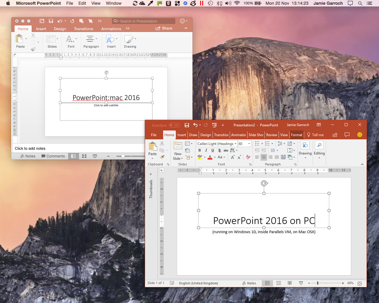 PowerPoint 2016 Mac and PC together