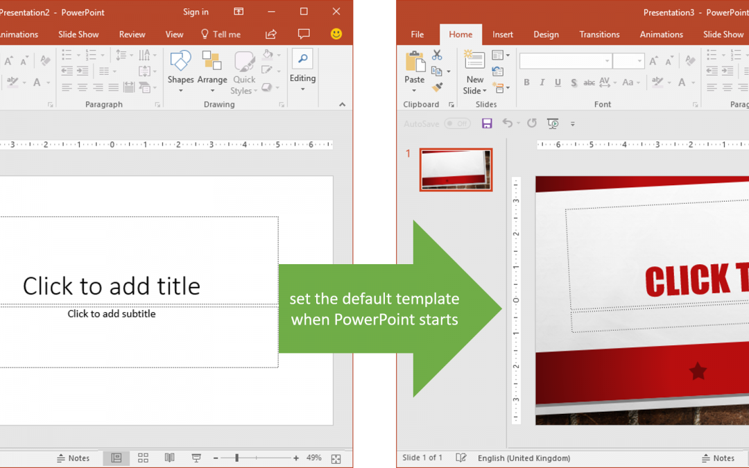 Set the default template when PowerPoint starts