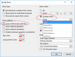 PowerPoint slide show setup highlighted
