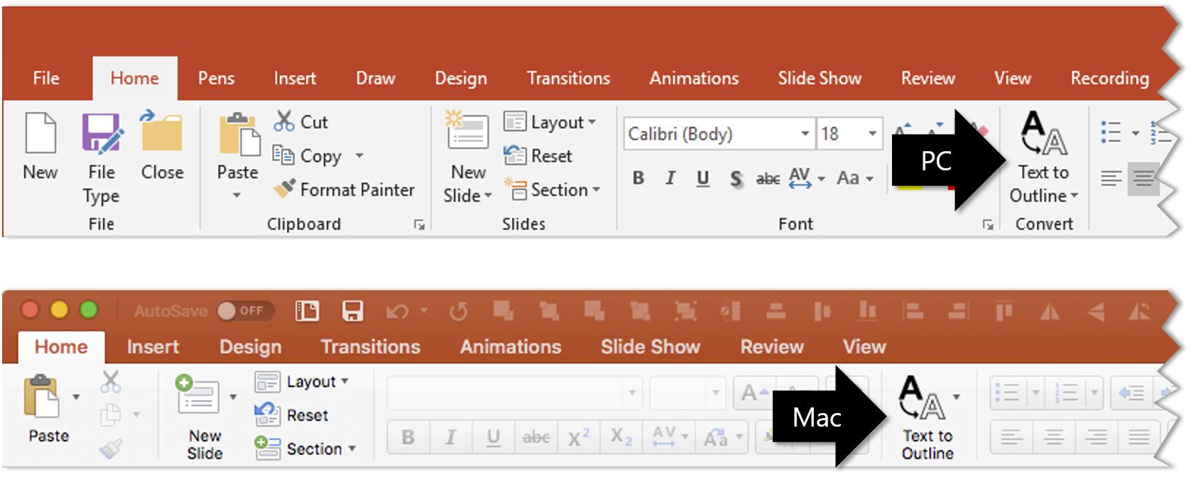 curve text in powerpoint for mac 2017