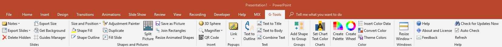 PowerPoint add-in : G-Tools Ribbon V1.97
