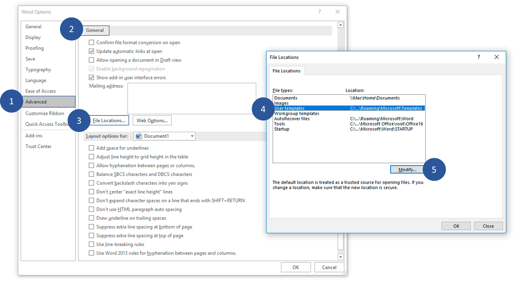 word 2016 for mac file open default directory