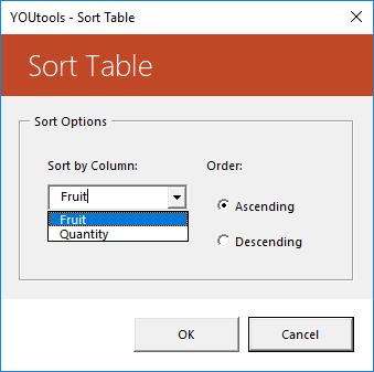 YOUtools Table Sort Options